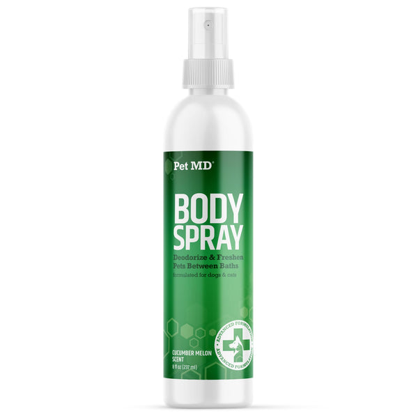 Pet MD Body Spray for Dogs & Cats - Deodorizing Dog Perfume Reduces Static & Eliminates Odor - Long-Lasting Pet Cologne Spray for Dogs - Cucumber Melon Scent - 8 oz