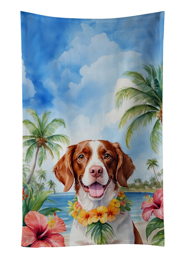 Caroline's Treasures Brittany Spaniel Luau Kitchen Towel Dish Cloths Guest Hand Towel Decorative Bathroom Towel for Face,Tea, Dishcloth, Kitchen and Bath