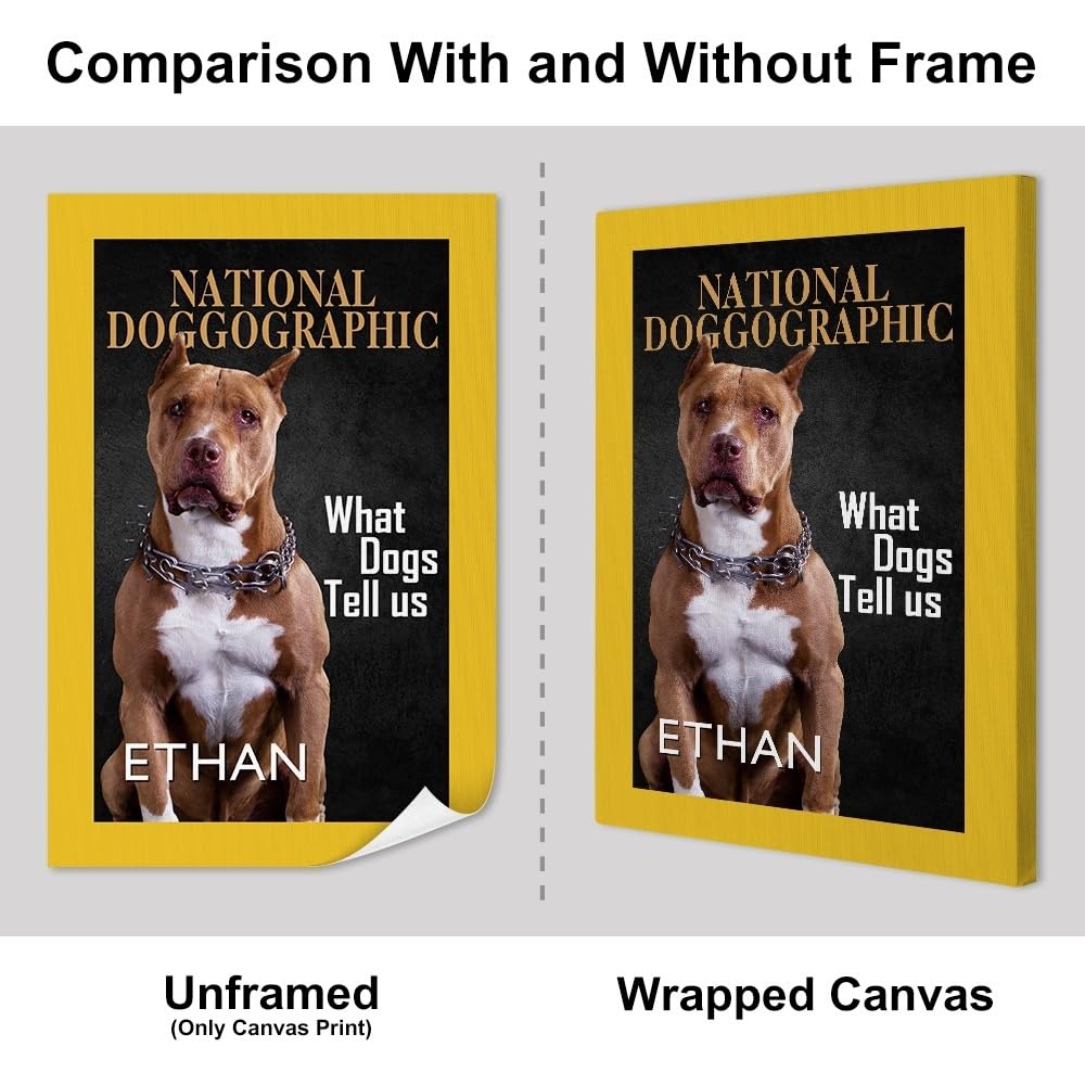 Vomokim Personalized Dog Photo to Canvas Prints Custom Dog Magazine Cover Wall Art Framed Don't Make Me Jealous Home Decor Canvas Print Poster Living Room Bathroom Decor