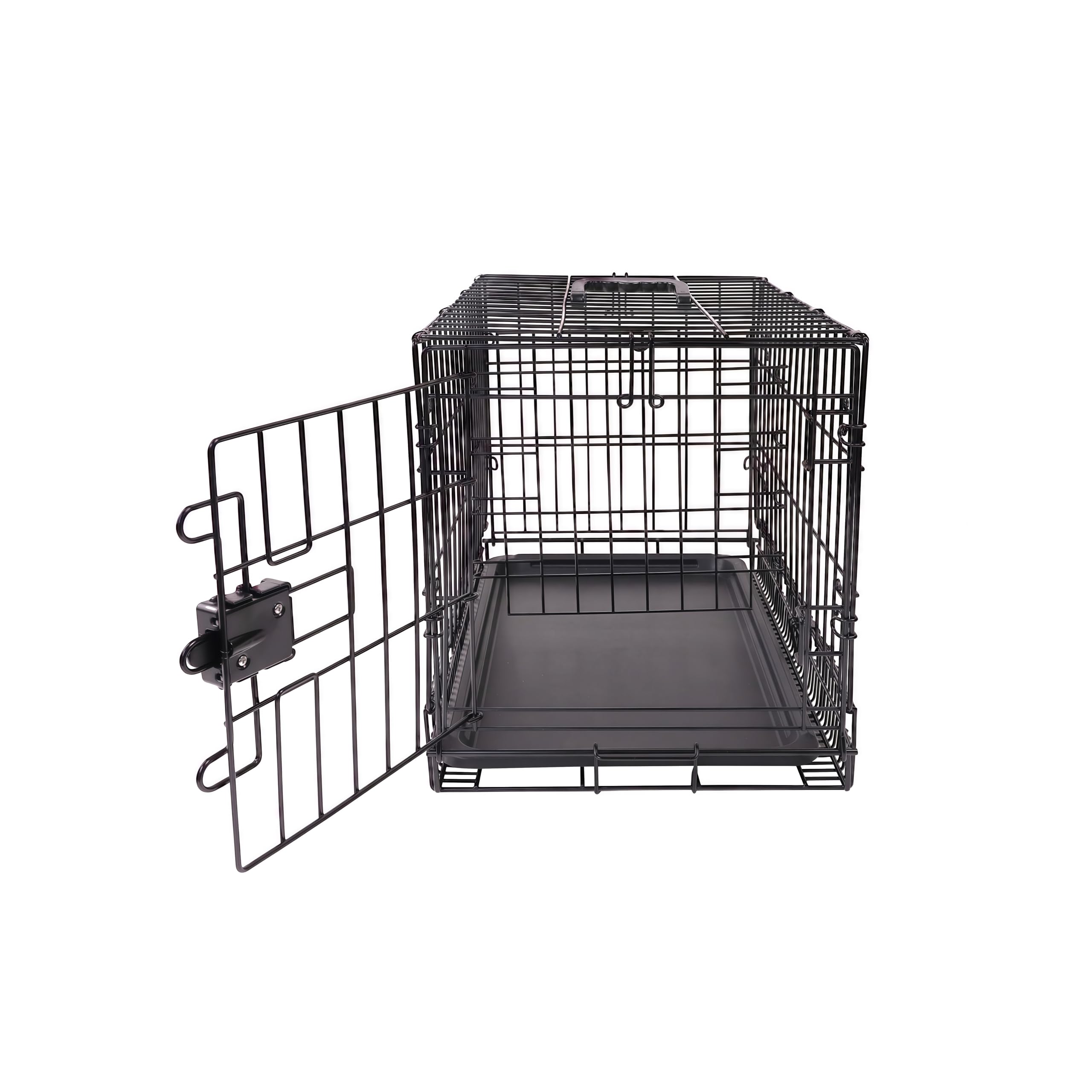 Amazon Basics Portable, Foldable Metal Wire Dog Crate with Removable Tray, Single Door, Divider Panel, Collapsible for Travel, 22 x 13 x 16 in, Black