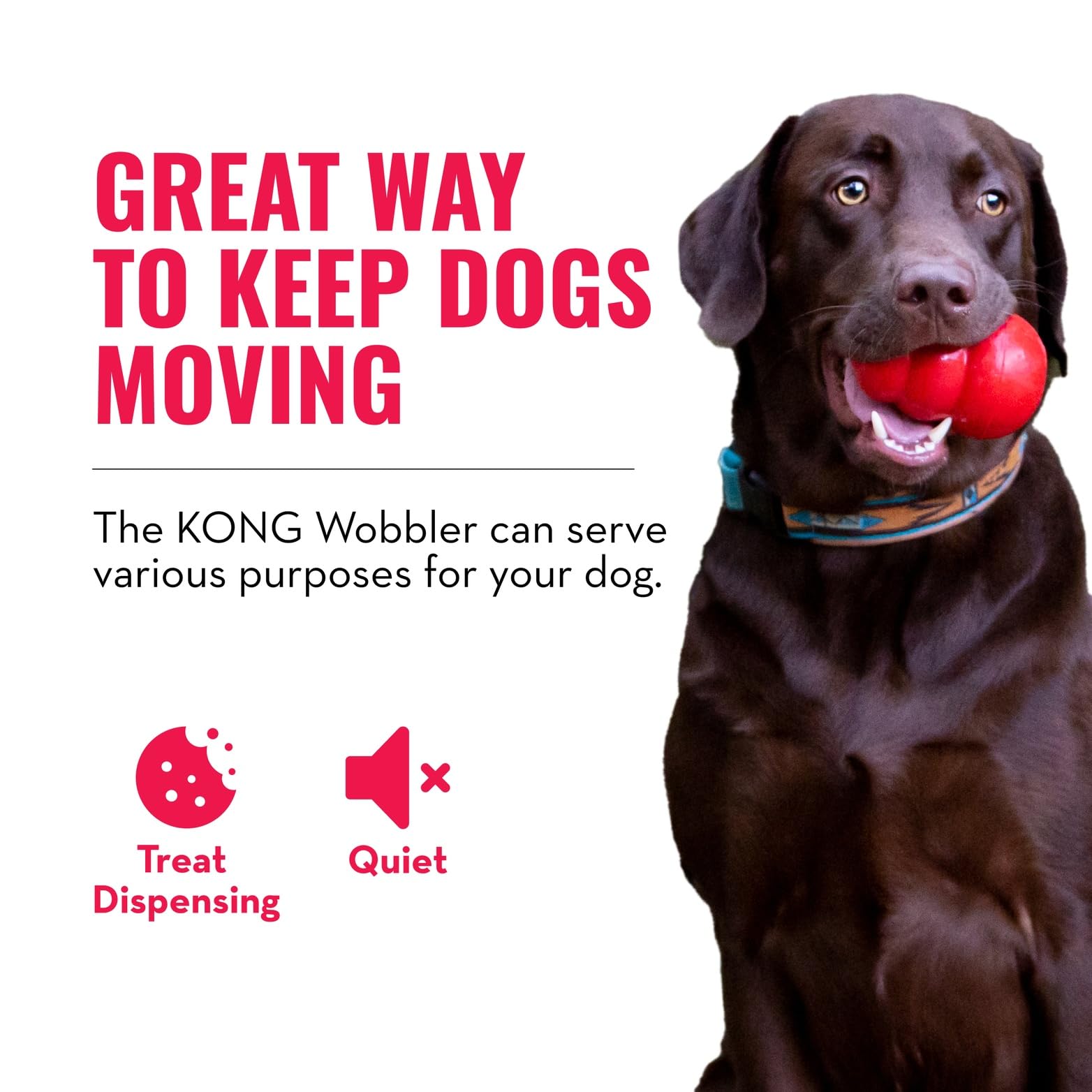 KONG Wobbler - Interactive Dog Toy for Treat Dispensing - Dog Slow Feeder for Healthy Eating - for Medium/Small Dogs