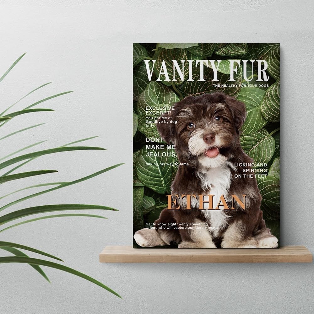 Vomokim Personalized Dog Photo to Canvas Prints Custom Dog Magazine Cover Wall Art Framed Don't Make Me Jealous Home Decor Canvas Print Poster Living Room Bathroom Decor