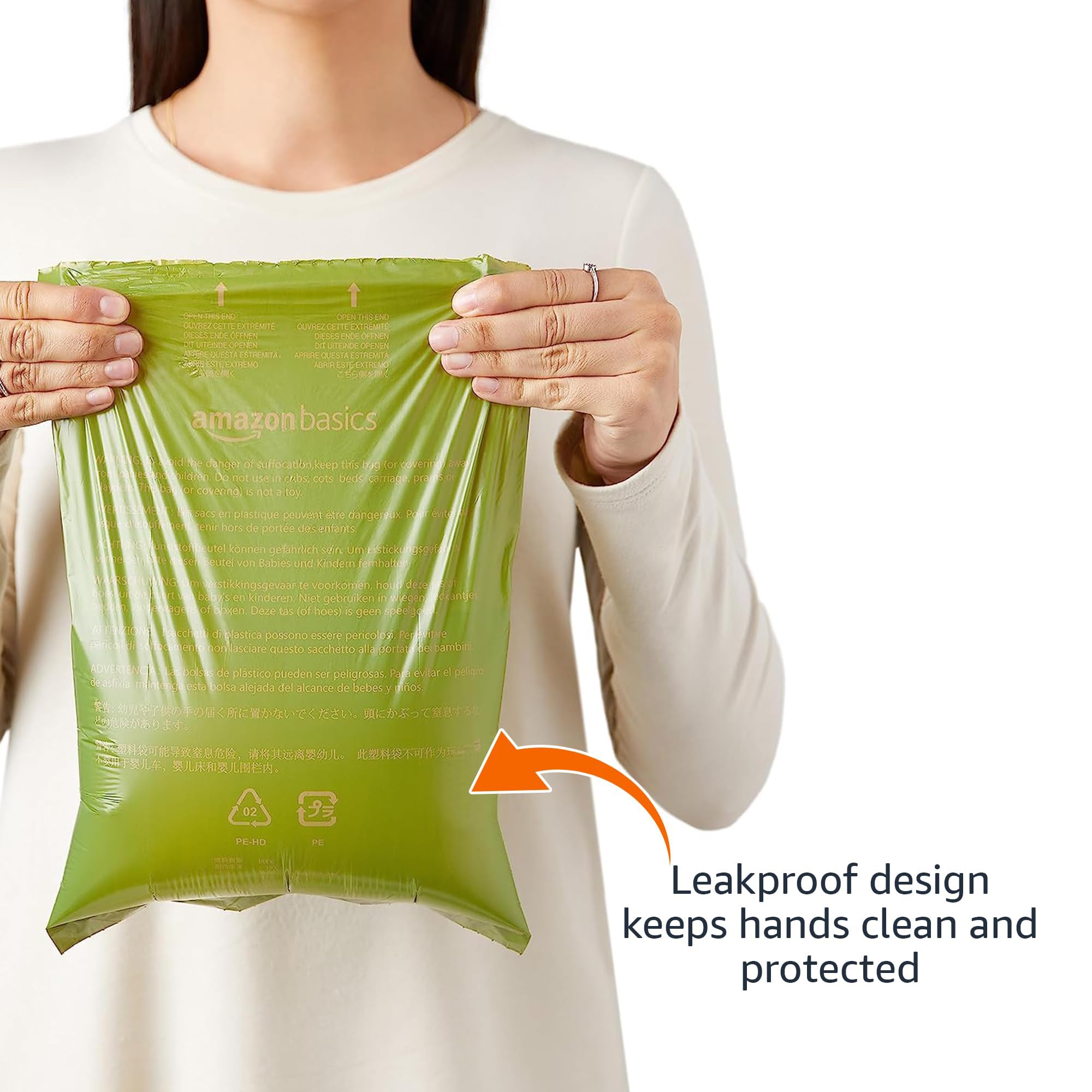 Amazon Basics Premium Leak Proof Dog Poop Bags with Dispenser and Leash Clip, Lavender Scented, 13" x 9", 270 Count (18 Rolls of 15)