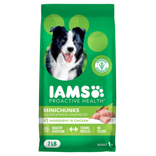 IAMS Proactive Health Minichunks Premium Dry Dog Food, Adult Dog Food Dry Recipe, 7 lb. Bag