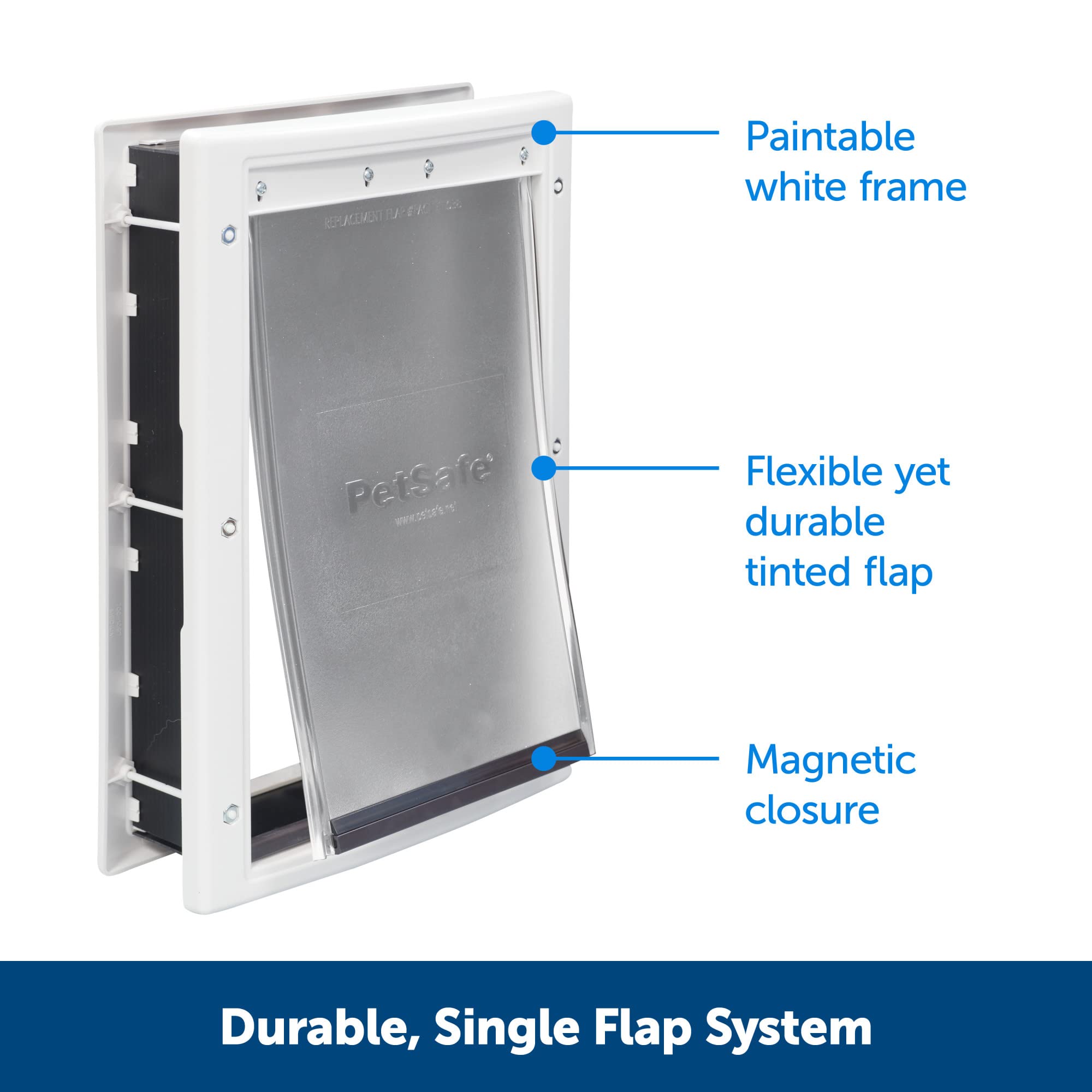 PetSafe Never Rust Dog & Cat Plastic Door, X-Large, for Pets Up to 220 lb, Paintable, Easy DIY Installation, Closing Panel Included, Install in Interior & Exterior Doors or Walls, Durable