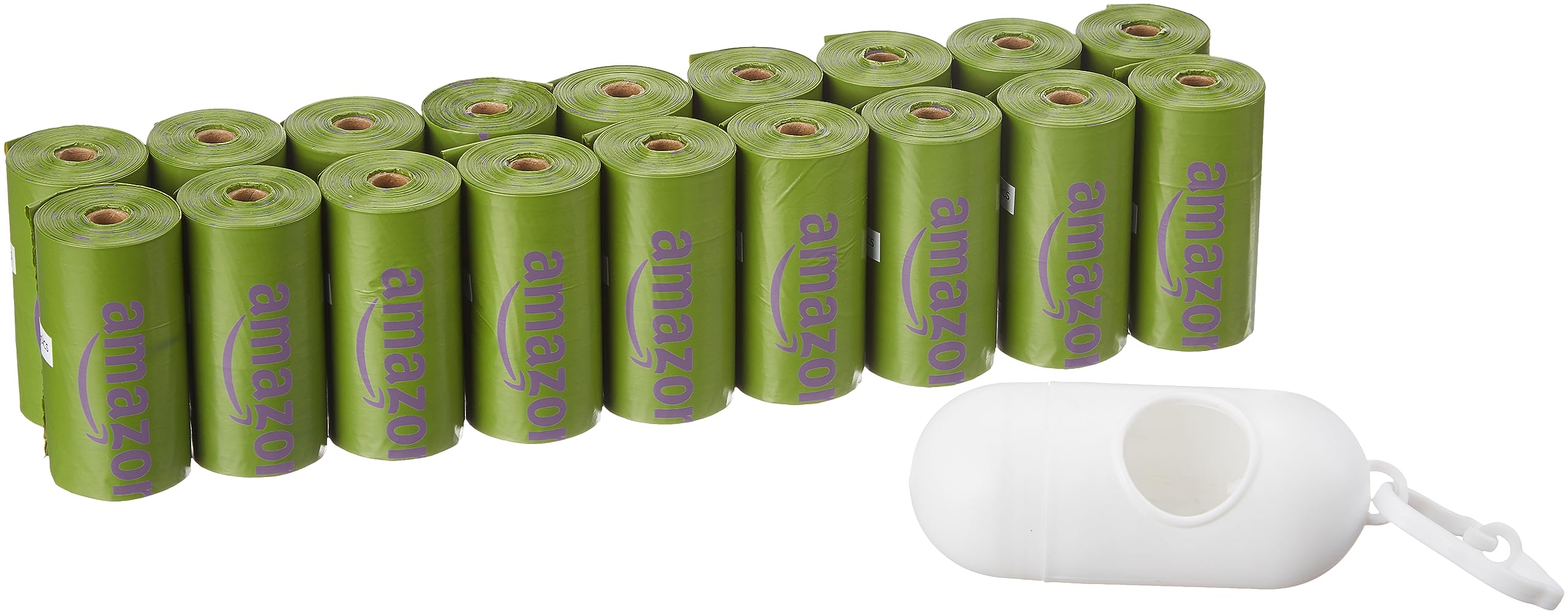 Amazon Basics Premium Leak Proof Dog Poop Bags with Dispenser and Leash Clip, Lavender Scented, 13" x 9", 270 Count (18 Rolls of 15)
