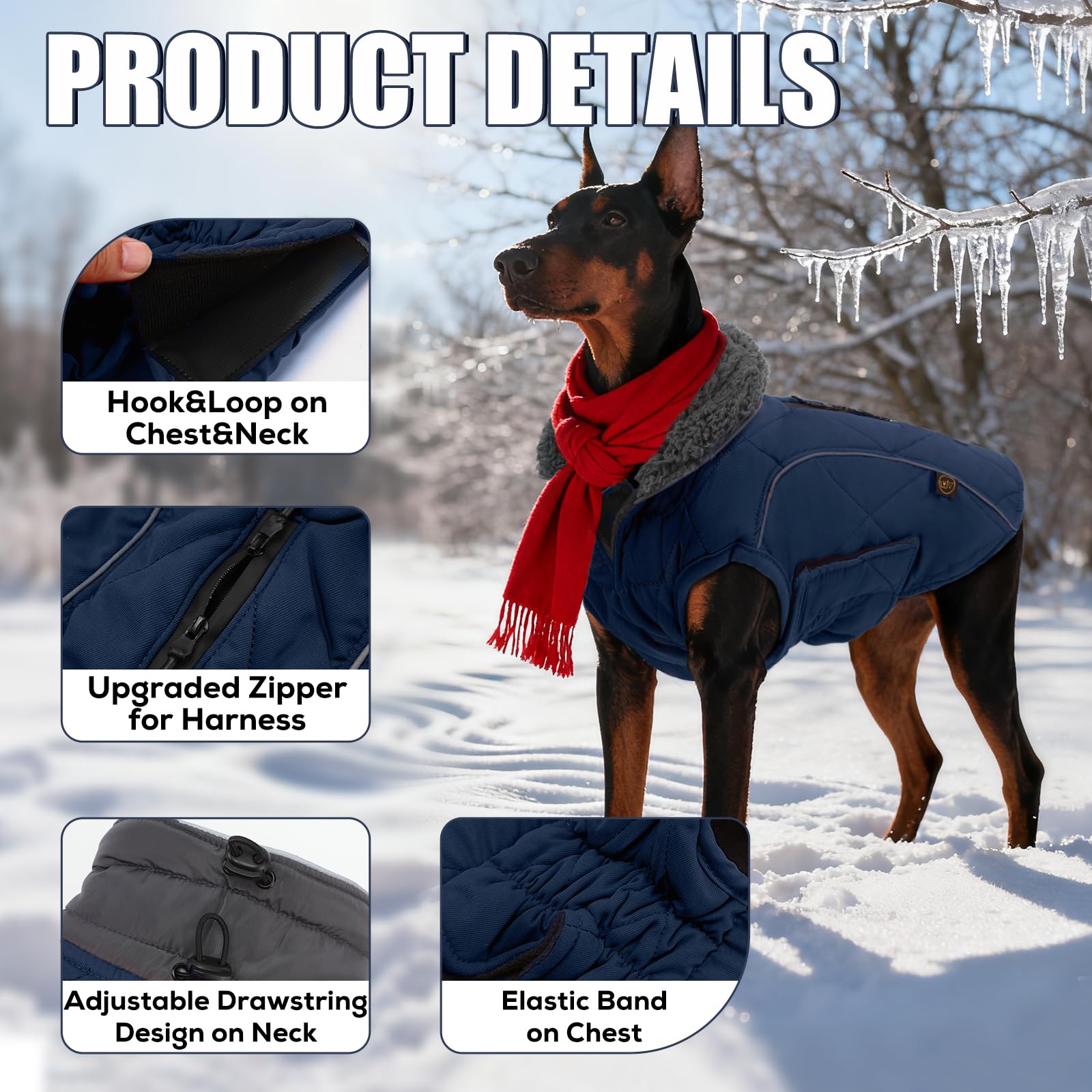 EMUST Thick Winter Dog Coats for Medium Dogs, Boy - 7 Sizes, 13 Colors (Medium, Green)