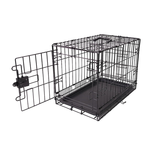 Amazon Basics Portable, Foldable Metal Wire Dog Crate with Removable Tray, Single Door, Divider Panel, Collapsible for Travel, 22 x 13 x 16 in, Black