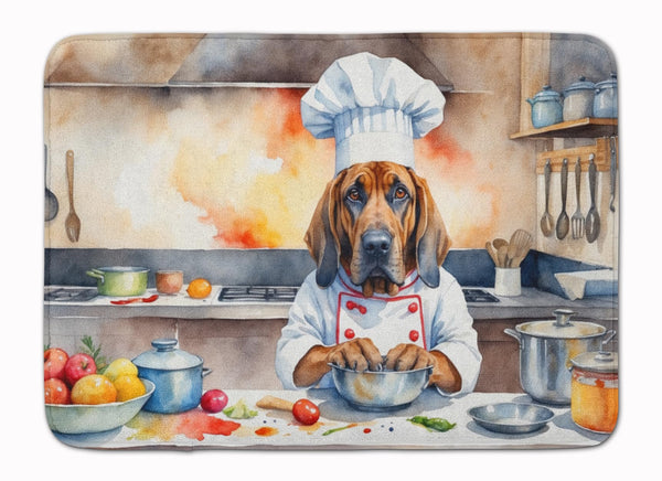Caroline's Treasures Bloodhound The Chef Memory Foam Kitchen Mat Machine Washable Anti-Fatigue Mat Cushion Comfort Bath Mat or Kitchen Rug