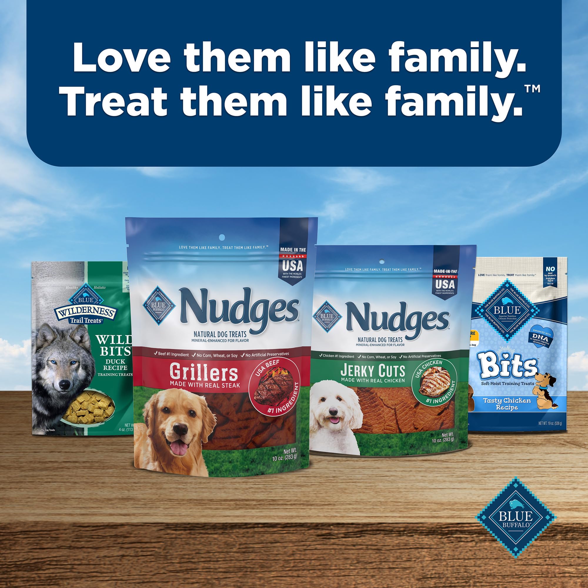 Blue Buffalo Nudges Grillers Natural Dog Treats, Made in the USA with Real Steak, 5-oz Bag