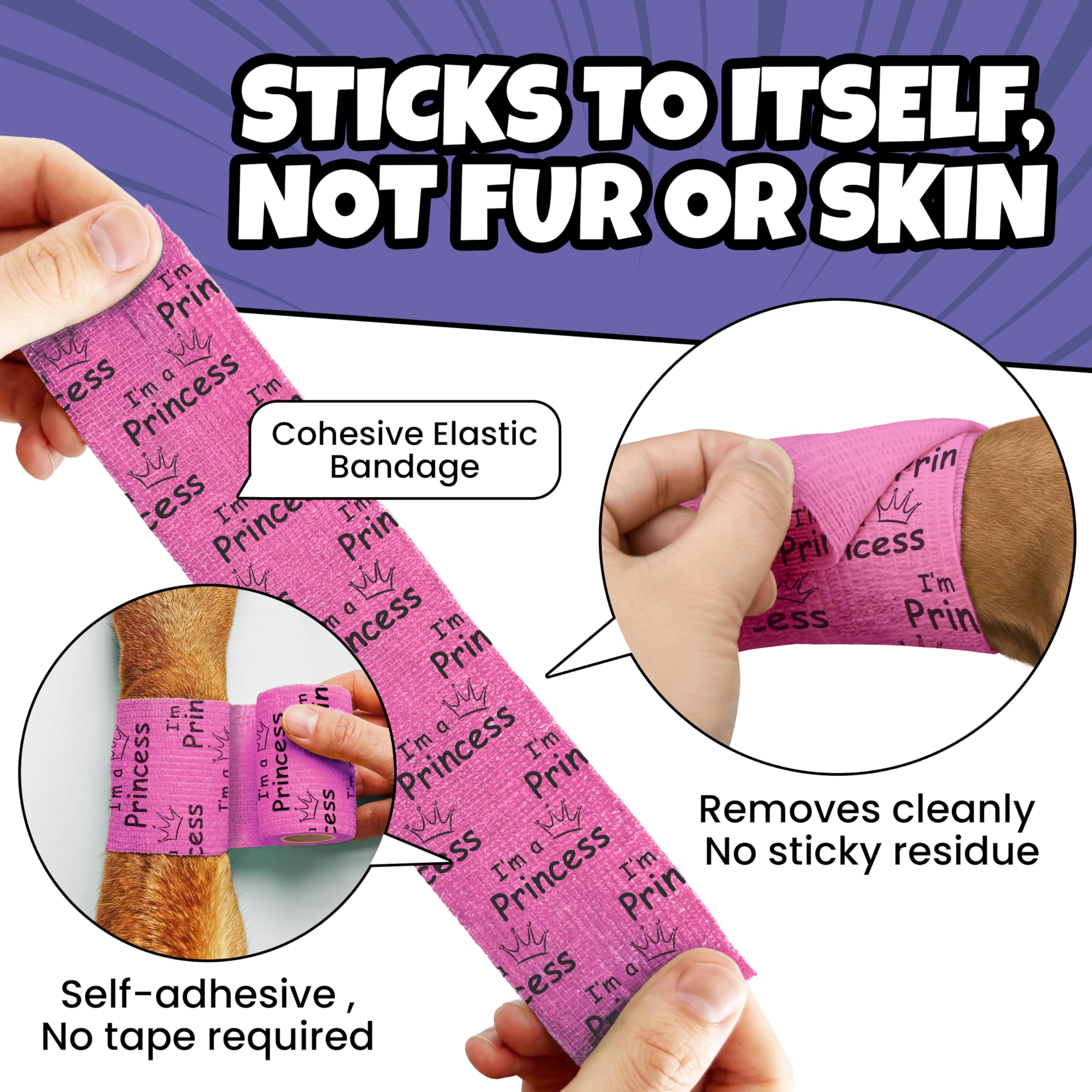Vet Wrap for Dogs – Funny Dog Bandage for Wounds – Girls 6 Pack 2" Self-Adhesive Vet Tape – Breathable Pet Wrap Bandage for Hot Spots & Injuries – Dog First Aid Kit Supplies – Oops Wraps by Rubyloo