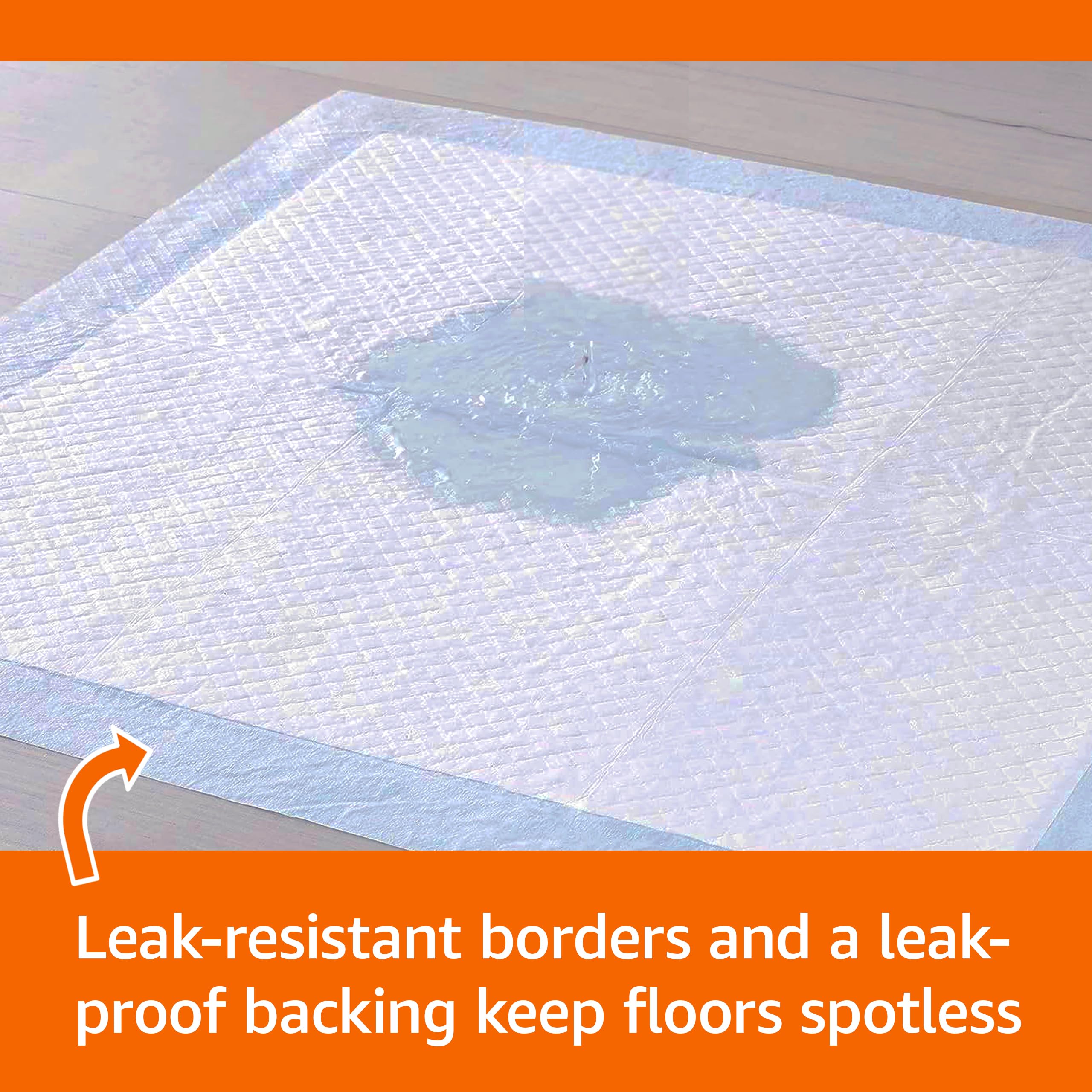 Amazon Basics Heavy Duty Dog and Puppy Pee Pads, Leak-Proof 5-Layer Super Absorbent, Quick-Dry Surface for Potty Training and Housebreaking, Giant Size, 27.5 x 44 Inch, Blue & White, 30-Pack